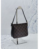 LOUIS VUITTON BROWN DAMIER EBENE CANVAS TROUSSE SHOULDER POUCH