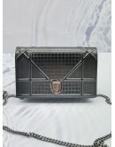 CHRISTIAN DIOR DIORAMA WALLET ON CHAIN SMALL SIZE SLING BAG IN SILVER GREY METALLIC CANNAGE LEATHER