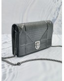 CHRISTIAN DIOR DIORAMA WALLET ON CHAIN SMALL SIZE SLING BAG IN SILVER GREY METALLIC CANNAGE LEATHER