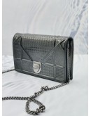 CHRISTIAN DIOR DIORAMA WALLET ON CHAIN SMALL SIZE SLING BAG IN SILVER GREY METALLIC CANNAGE LEATHER