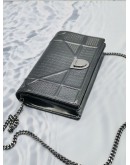 CHRISTIAN DIOR DIORAMA WALLET ON CHAIN SMALL SIZE SLING BAG IN SILVER GREY METALLIC CANNAGE LEATHER