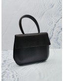 SALVATORE FERRAGAMO VINTAGE TOP HANDLE DARK BROWN FLAP BAG