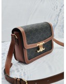 (LIKE NEW) CELINE CLASSIQUE TRIOMPHE FLAP CROSSBODY BAG IN TRIOMPHE CANVAS AND BROWN CALFKSIN LEATHER 