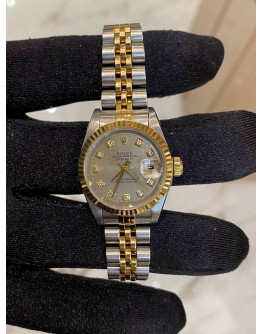 ROLEX LADY DATEJUST REF 69173 HALF 18K 750 YELLOW GOLD DIAMOND DIAL 26MM AUTOMATIC WATCH