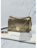 (LIKE NEW) CHRISTIAN DIOR MEDIUM DIORAMA SHINY GOLD METALLIC CANNAGE LEATHER CROSSBODY BAG