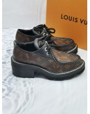 LOUIS VUITTON MONOGRAM CANVAS / BLACK BEAUBOURG PLATFORM DERBY SIZE 38 