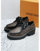 LOUIS VUITTON MONOGRAM CANVAS / BLACK BEAUBOURG PLATFORM DERBY SIZE 38 