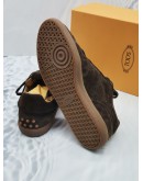 (UNUSED) TOD'S BROWN SUEDE LEATHER SNEAKERS SIZE 9 -FULL SET-