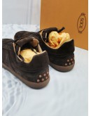 (UNUSED) TOD'S BROWN SUEDE LEATHER SNEAKERS SIZE 9 -FULL SET-