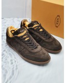 (UNUSED) TOD'S BROWN SUEDE LEATHER SNEAKERS SIZE 9 -FULL SET-