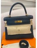 (LIKE NEW) 2018 HERMES KELLY 28 VERT CYPRESS TOGO LEATHER GOLD HARDWARE 