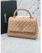 (UNWORN) CHANEL MEDIUM COCO HANDLE QUILTED CAVIAR LEATHER IN BEIGE PINK MATTE GOLD HARDWARE YEAR 2018 -FULL SET-