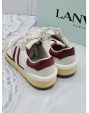 (LIKE NEW) LANVIN CLAY PANELLED LEATHER SNEAKERS IN WHITE / RED LEATHER & FABRIC SIZE 40 -FULL SET-