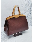 LOUIS VUITTON AMARANTE MONOGRAM VERNIS LEATHER BREA MM HANDLE BAG WITH REMOVABLE LEATHER STRAP 