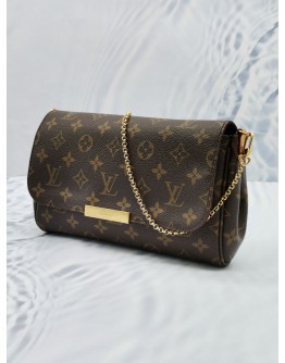 (LIKE NEW) LOUIS VUITTON FAVOURITE FLAP MONOGRAM CANVAS FLAP BAG WITH 2 REMOVABLE CHAIN & LEATHER STRAP