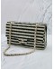 CHANEL LIMITED 2014 MEDIUM COCO SAILOR JERSEY BLACK / WHITE STRIPE DOUBLE FLAP BAG WITH PEARL STRAP