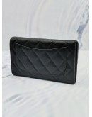 CHANEL FLAP LONG WALLET BLACK CAVIAR LEATHER WITH GOLD HARDWARE 