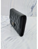 CHANEL FLAP LONG WALLET BLACK CAVIAR LEATHER WITH GOLD HARDWARE 