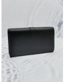 YSL SAINT LAURENT LONG FLAP WALLET IN BLACK LAMBSKIN LEATHER WITH GOLD YSL HARDWARE 