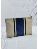 BOTTEGA VENETA INTRECCIATO LEATHER WHITE / BLUE CLUTCH