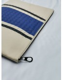 BOTTEGA VENETA INTRECCIATO LEATHER WHITE / BLUE CLUTCH