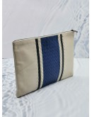 BOTTEGA VENETA INTRECCIATO LEATHER WHITE / BLUE CLUTCH