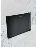 DOLCE & GABBANA BLACK CALFSKIN LEATHER CLUTCH WITH HEART PATCH 