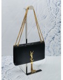 (LIKE NEW) 2019 YSL SAINT LAURENT MEDIUM TASSEL IN GRAIN DE POUDRE CROCODILE EMBOSSED LEATHER BLACK CHAIN BAG