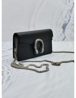 (LIKE NEW) GUCCI SUPER MINI DIONYSUS BLACK CALFSKIN LEATHER CROSSBODY CHAIN BAG