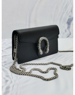 (LIKE NEW) GUCCI SUPER MINI DIONYSUS BLACK CALFSKIN LEATHER CROSSBODY CHAIN BAG