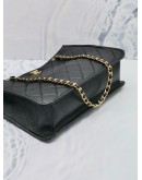 (LIKE NEW) 2021 CHANEL BLACK CAVIAR LEATHER CLASSIC CLASP TOTE SHOULDER BAG WITH GOLD HARDWARE 