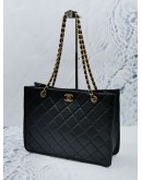 (LIKE NEW) 2021 CHANEL BLACK CAVIAR LEATHER CLASSIC CLASP TOTE SHOULDER BAG WITH GOLD HARDWARE 