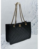 (LIKE NEW) 2021 CHANEL BLACK CAVIAR LEATHER CLASSIC CLASP TOTE SHOULDER BAG WITH GOLD HARDWARE 