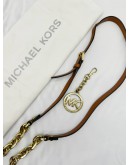 MICHAEL KORS SERENA SHOULDER & CROSSBODY BAG IN DARK BROWN SIGNATURE CANVAS & LIGHT BROWN CALFSKIN LEATHER