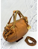 MICHAEL KORS TRISTAN HANDBAG & SHOULDER BAG IN BROWN PEBBLED LEATHER