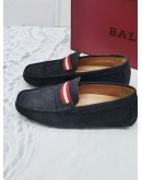 (LIKE NEW) BALLY DARK BLUE SUEDE LEATHER LOAFER SIZE US 6 1/2 -FULL SET-
