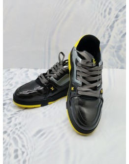(LIKE NEW) LOUIS VUITTON LIMITED MIX MATERIALS TRAINER BLACK YELLOW SIZE 7 