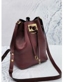 MICHAEL KORS MIRANDA CROSSBODY BUCKET BAG IN BURGUNDY LEATHER