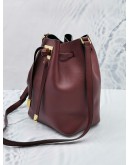 MICHAEL KORS MIRANDA CROSSBODY BUCKET BAG IN BURGUNDY LEATHER