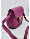 SALVATORE FERRAGAMO GRANCHINI CROSSBODY / SHOULDER FLAP BAG IN PURPLE LEATHER