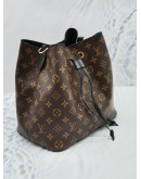 LOUIS VUITTON NEONOE BROWN MONOGRAM CANVAS WITH BLACK LEATHER TRIM AND LONG STRAP