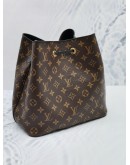 LOUIS VUITTON NEONOE BROWN MONOGRAM CANVAS WITH BLACK LEATHER TRIM AND LONG STRAP