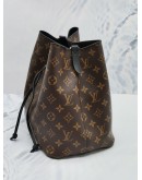 LOUIS VUITTON NEONOE BROWN MONOGRAM CANVAS WITH BLACK LEATHER TRIM AND LONG STRAP