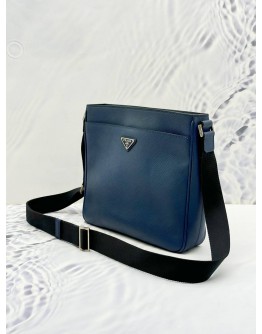 PRADA 2VH086 MESSENGER CROSSBODY BAG IN DARK BLUE SAFFIANO LEATHER