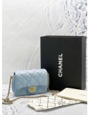 (LIKE NEW) MICROCHIP CHANEL MINI SQUARE 21K IRIDESCENT BLUE CAVIAR -FULL SET- 