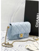 (LIKE NEW) MICROCHIP CHANEL MINI SQUARE 21K IRIDESCENT BLUE CAVIAR -FULL SET- 