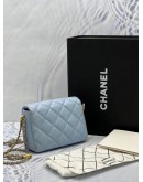 (LIKE NEW) MICROCHIP CHANEL MINI SQUARE 21K IRIDESCENT BLUE CAVIAR -FULL SET- 