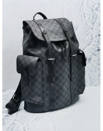 (LIKE NEW) 2023 MICROCHIP LOUIS VUITTON CHRISTOPHER PM RUCKSACK BACKPACK IN BLACK DAMIER GRAPHITE CANVAS 
