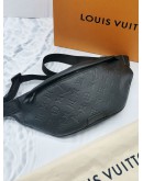 (UNUSED) 2024 MICROCHIP LOUIS VUITTON DISCOVERY BUMBAG PM BLACK EMBOSSED MONOGRAM SHADOW CALF LEATHER -FULL SET-