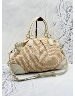 LOUIS VUITTON MARINA GM IN PINK MONOGRAM MINI LIN CANVAS & OFF WHITE LEATHER